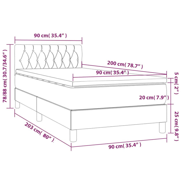 Pat box spring cu saltea, crem, 90x200 cm, textil - WALTI WALTI