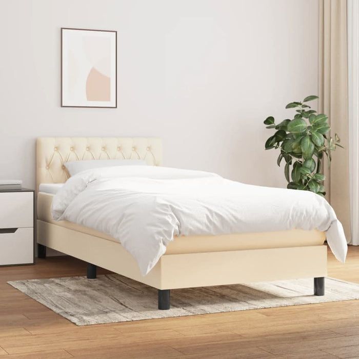 Pat box spring cu saltea, crem, 90x200 cm, textil - WALTI WALTI