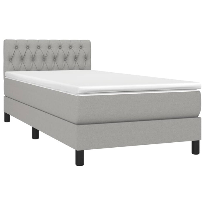 Pat box spring cu saltea, gri deschis, 100x200 cm, textil - WALTI WALTI