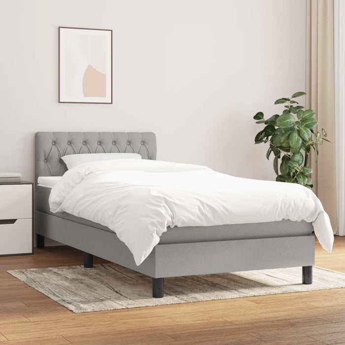 Pat box spring cu saltea, gri deschis, 100x200 cm, textil - WALTI WALTI
