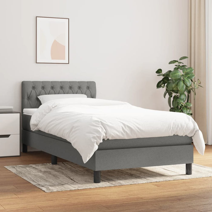 Pat box spring cu saltea, gri închis, 100x200 cm, textil - WALTI WALTI