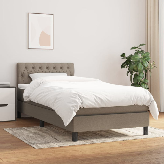Pat box spring cu saltea, gri taupe, 100x200 cm, textil - WALTI WALTI