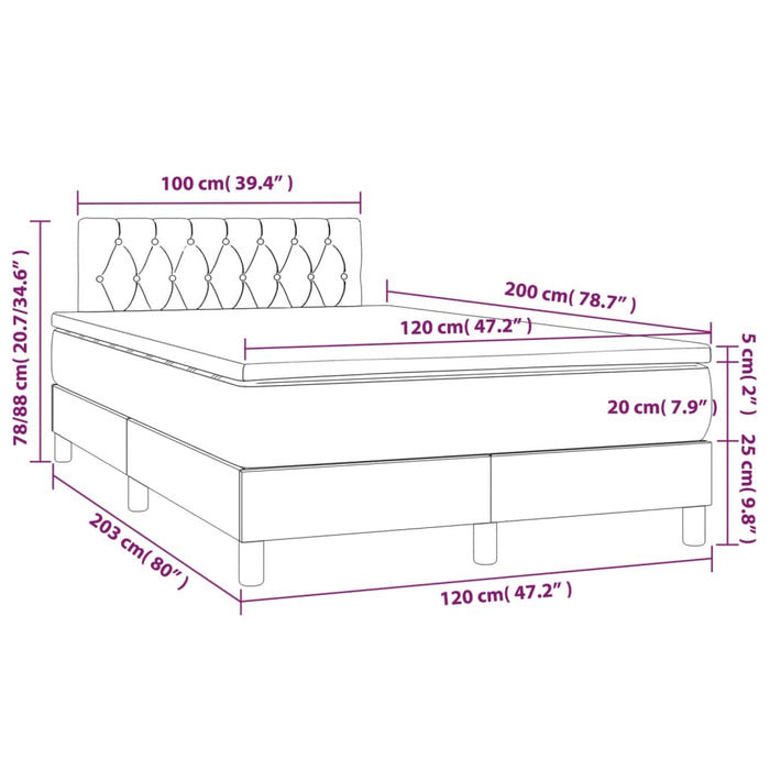 Pat box spring cu saltea, negru, 120x200 cm, textil - WALTI WALTI