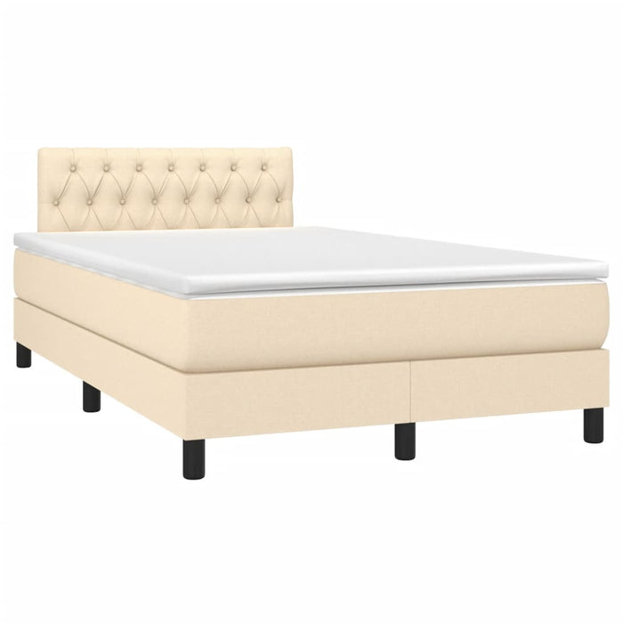 Pat box spring cu saltea, crem, 120x200 cm, textil - WALTI WALTI