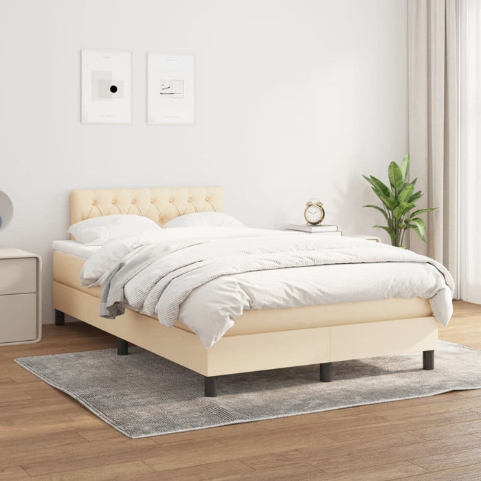 Pat box spring cu saltea, crem, 120x200 cm, textil - WALTI WALTI