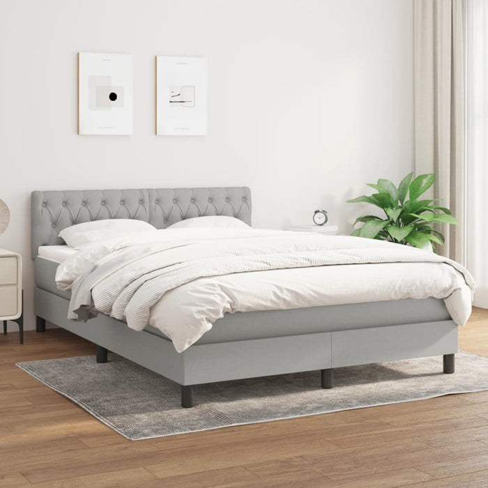 Pat box spring cu saltea, gri deschis, 140x190 cm, textil - WALTI WALTI