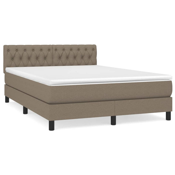 Pat box spring cu saltea, gri taupe, 140x200 cm, textil - WALTI WALTI