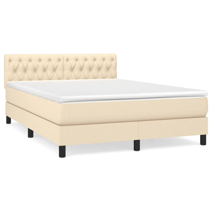 Pat box spring cu saltea, crem, 140x200 cm, textil - WALTI WALTI
