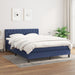 Pat box spring cu saltea, albastru, 140x200 cm, textil - WALTI WALTI