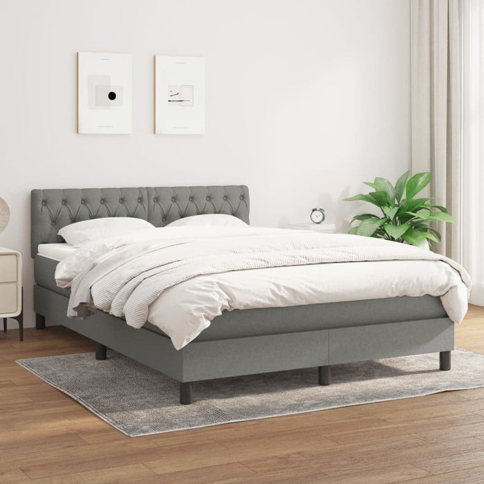 Pat box spring cu saltea, gri închis, 140x200 cm, textil - WALTI WALTI