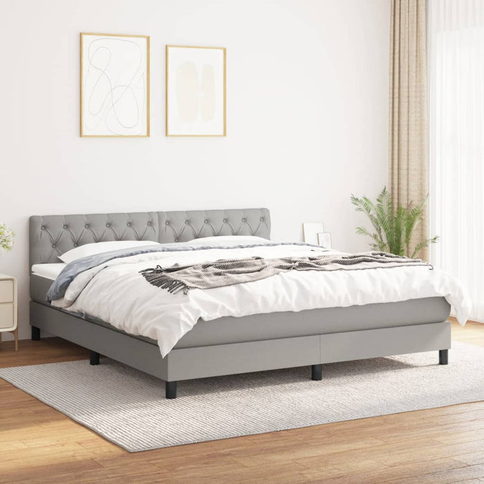 Pat continental cu saltea, gri deschis, 160x200 cm, textil WALTI