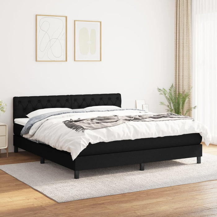Pat box spring cu saltea, negru, 160x200 cm, textil - WALTI WALTI