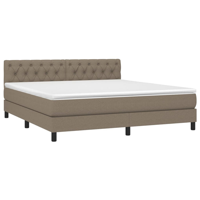 Pat box spring cu saltea, gri taupe, 160x200 cm material textil - WALTI WALTI