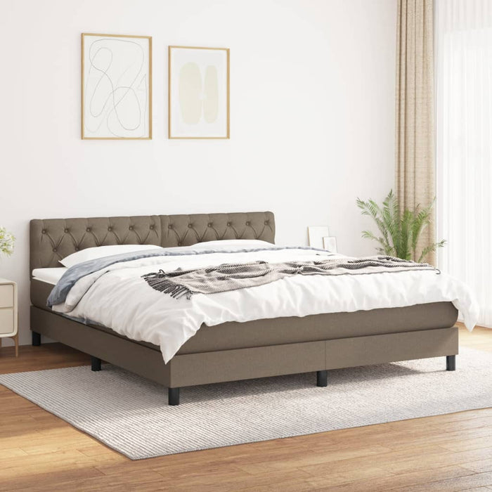 Pat box spring cu saltea, gri taupe, 160x200 cm material textil - WALTI WALTI