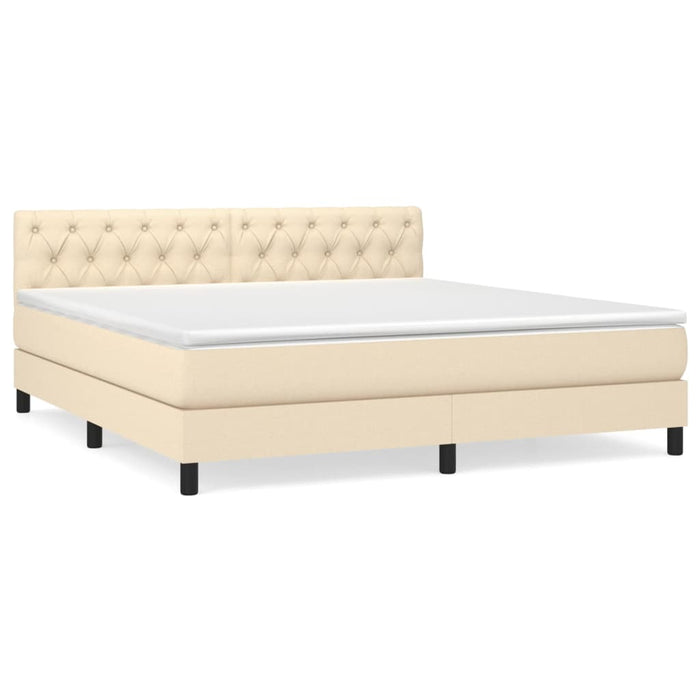 Pat box spring cu saltea, crem, 160x200 cm, material textil - WALTI WALTI