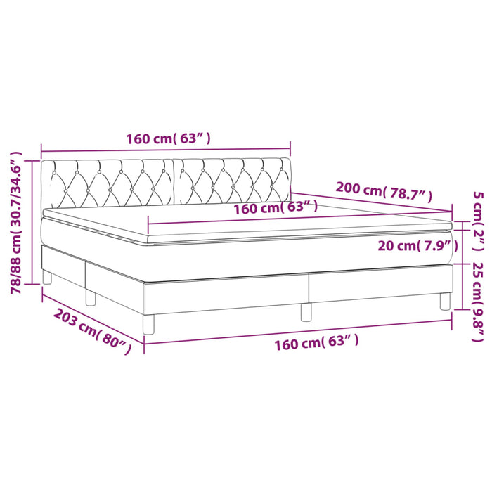 Pat box spring cu saltea, crem, 160x200 cm, material textil - WALTI WALTI