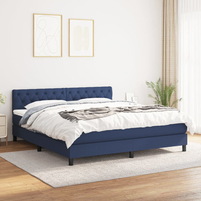 Pat continental cu saltea, albastru, 160x200cm, material textil - WALTI WALTI