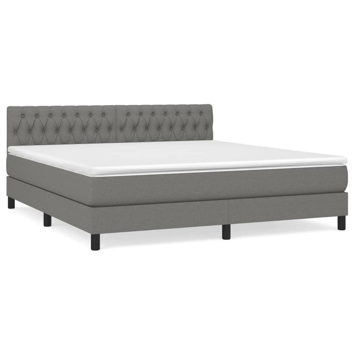 Pat box spring cu saltea, gri închis, 180x200 cm, textil - WALTI WALTI