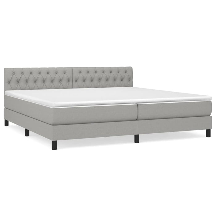 Pat box spring cu saltea, gri deschis, 200x200 cm, textil - WALTI WALTI