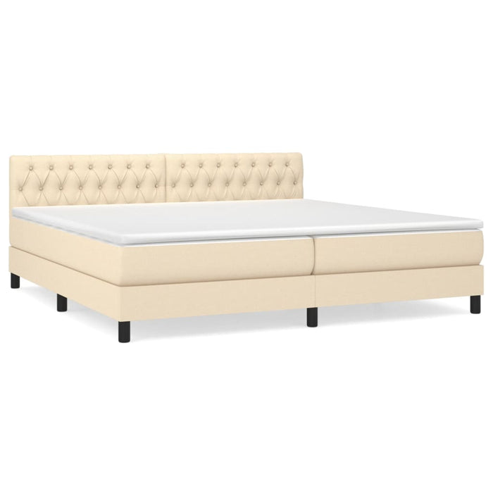 Pat box spring cu saltea, crem, 200x200 cm, textil - WALTI WALTI