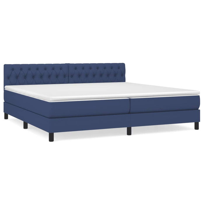 Pat box spring cu saltea, albastru, 200x200 cm, textil - WALTI WALTI