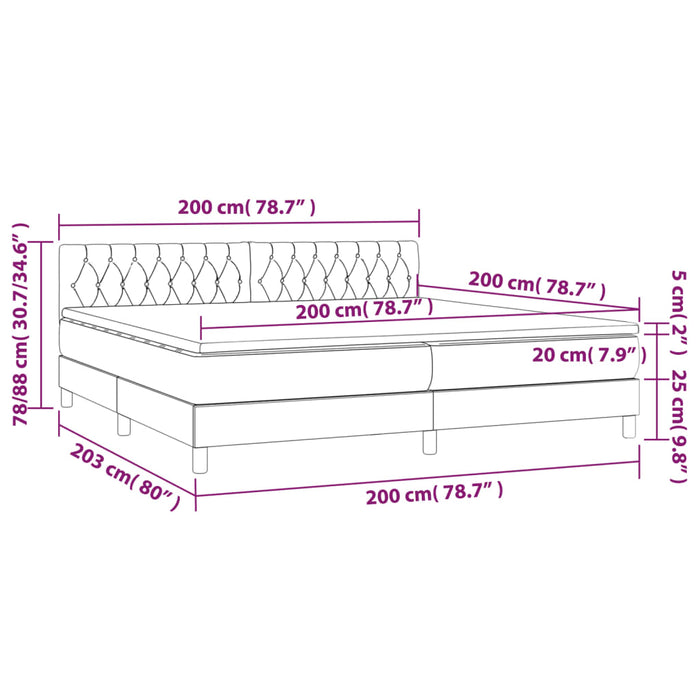 Pat box spring cu saltea, albastru, 200x200 cm, textil - WALTI WALTI