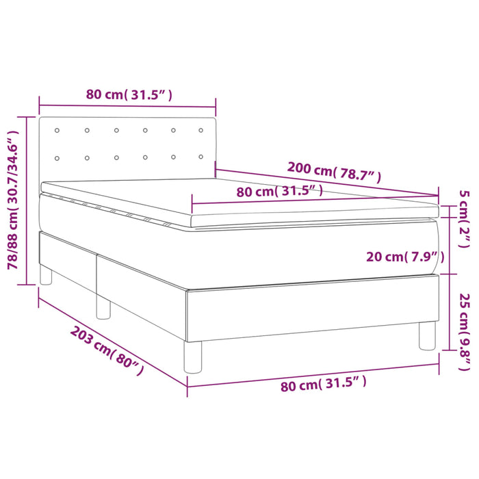 Pat box spring cu saltea, crem, 80x200 cm, textil - WALTI WALTI