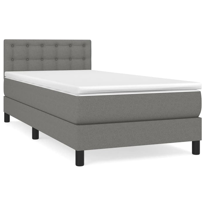 Pat box spring cu saltea, gri închis, 90x190 cm, textil - WALTI WALTI