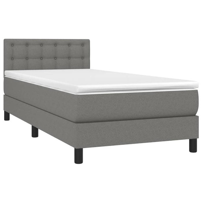 Pat box spring cu saltea, gri închis, 90x190 cm, textil - WALTI WALTI