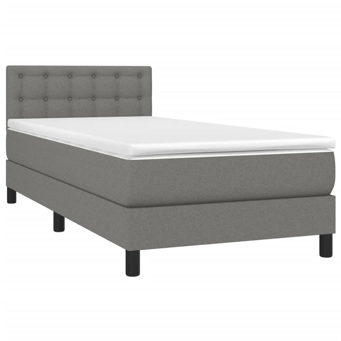 Pat box spring cu saltea, gri închis, 90x200 cm, textil - WALTI WALTI