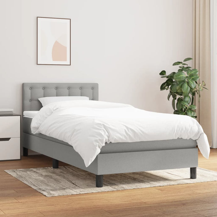 Pat box spring cu saltea, gri deschis, 100x200 cm, textil - WALTI WALTI