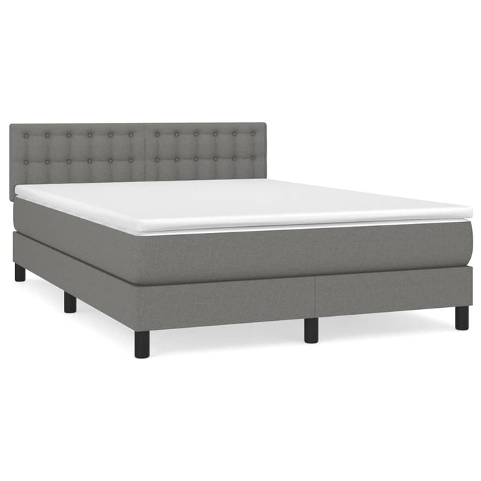 Pat box spring cu saltea, gri închis, 140x190 cm, textil - WALTI WALTI