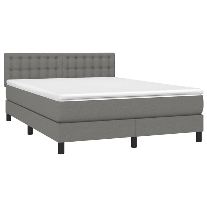 Pat box spring cu saltea, gri închis, 140x200 cm, textil - WALTI WALTI
