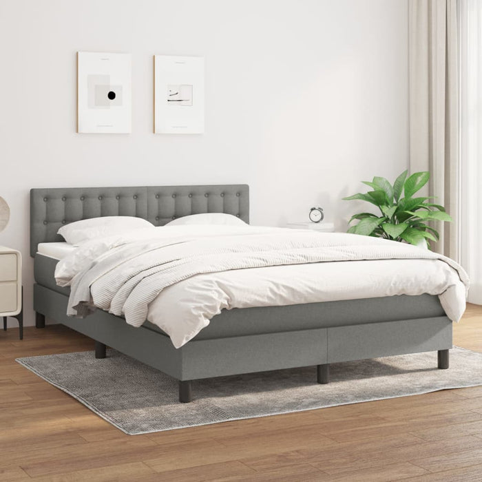 Pat box spring cu saltea, gri închis, 140x200 cm, textil - WALTI WALTI