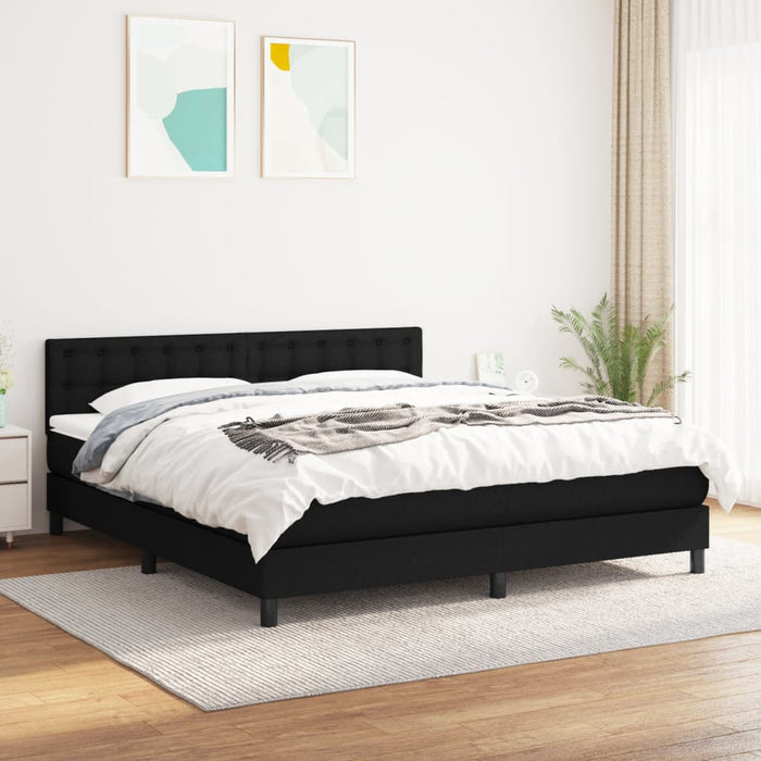 Pat box spring cu saltea, negru, 160x200 cm, textil WALTI