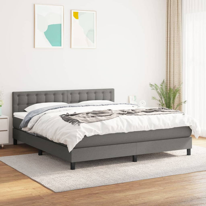 Pat box spring cu saltea, gri închis, 180x200 cm, textil - WALTI WALTI