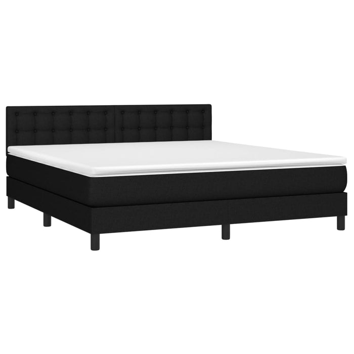 Pat box spring cu saltea, negru, 180x200 cm, catifea WALTI