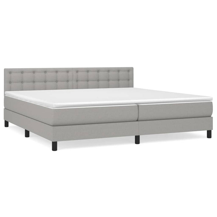 Pat box spring cu saltea, gri deschis, 200x200 cm, textil - WALTI WALTI