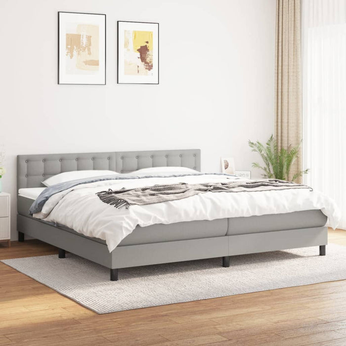 Pat box spring cu saltea, gri deschis, 200x200 cm, textil - WALTI WALTI