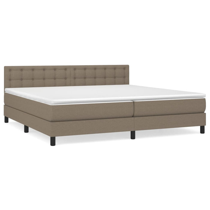 Pat box spring cu saltea, gri taupe, 200x200 cm, textil - WALTI WALTI