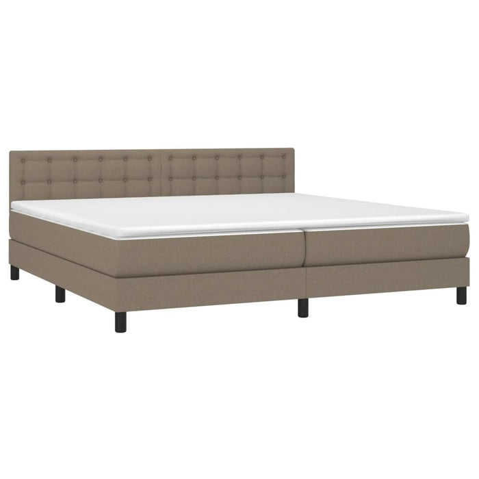 Pat box spring cu saltea, gri taupe, 200x200 cm, textil - WALTI WALTI