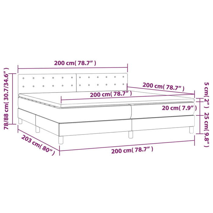 Pat box spring cu saltea, crem, 200x200 cm, textil WALTI