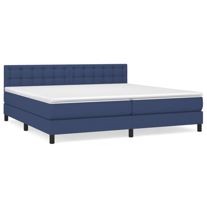Pat box spring cu saltea, albastru, 200x200 cm, textil - WALTI WALTI