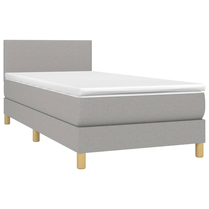 Pat box spring cu saltea, gri deschis, 90x190 cm, textil - WALTI WALTI