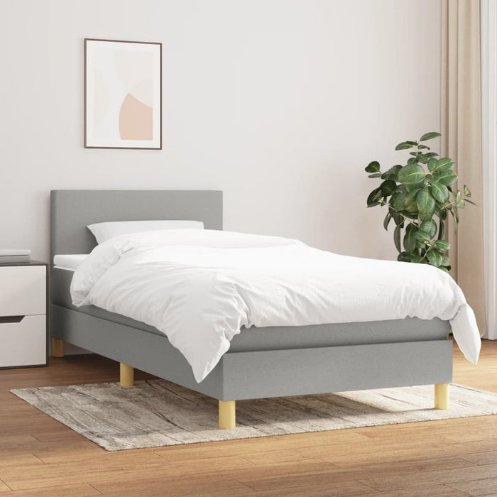 Pat box spring cu saltea, gri deschis, 90x190 cm, textil - WALTI WALTI
