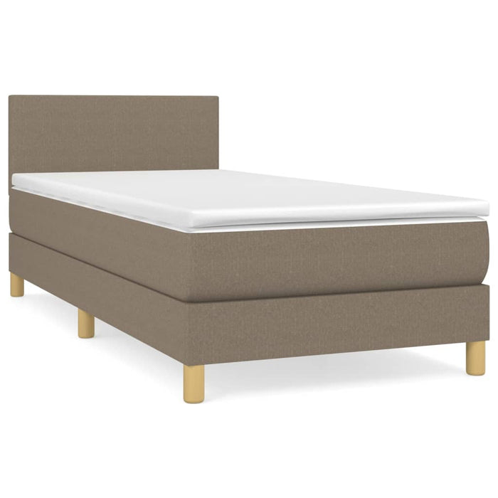 Pat box spring cu saltea, gri taupe, 90x190 cm, textil - WALTI WALTI