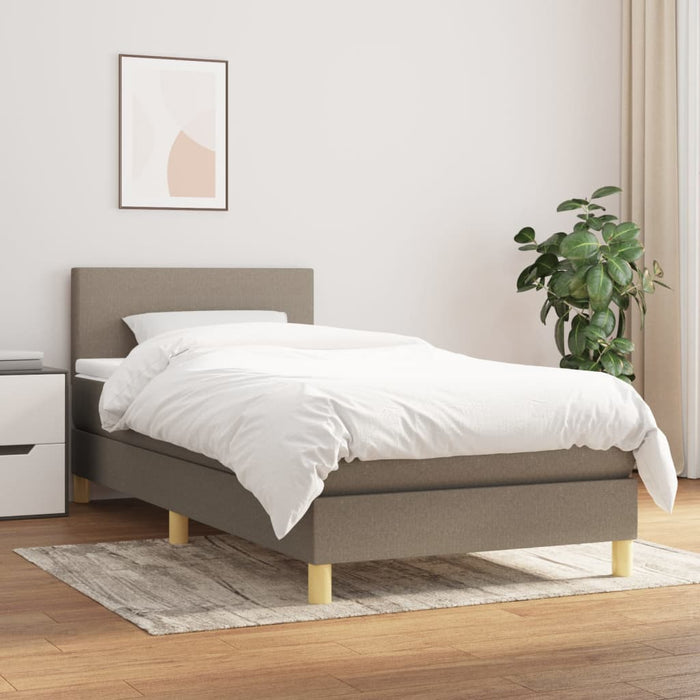 Pat box spring cu saltea, gri taupe, 90x190 cm, textil - WALTI WALTI