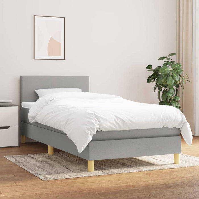 Pat box spring cu saltea, gri deschis, 90x200 cm, textil - WALTI WALTI