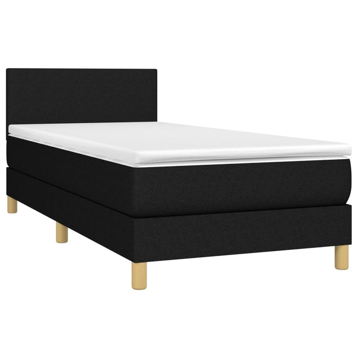 Pat box spring cu saltea, negru, 90x200 cm, textil - WALTI WALTI