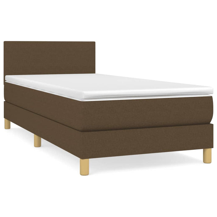 Pat box spring cu saltea, maro închis, 90x200 cm, textil - WALTI WALTI